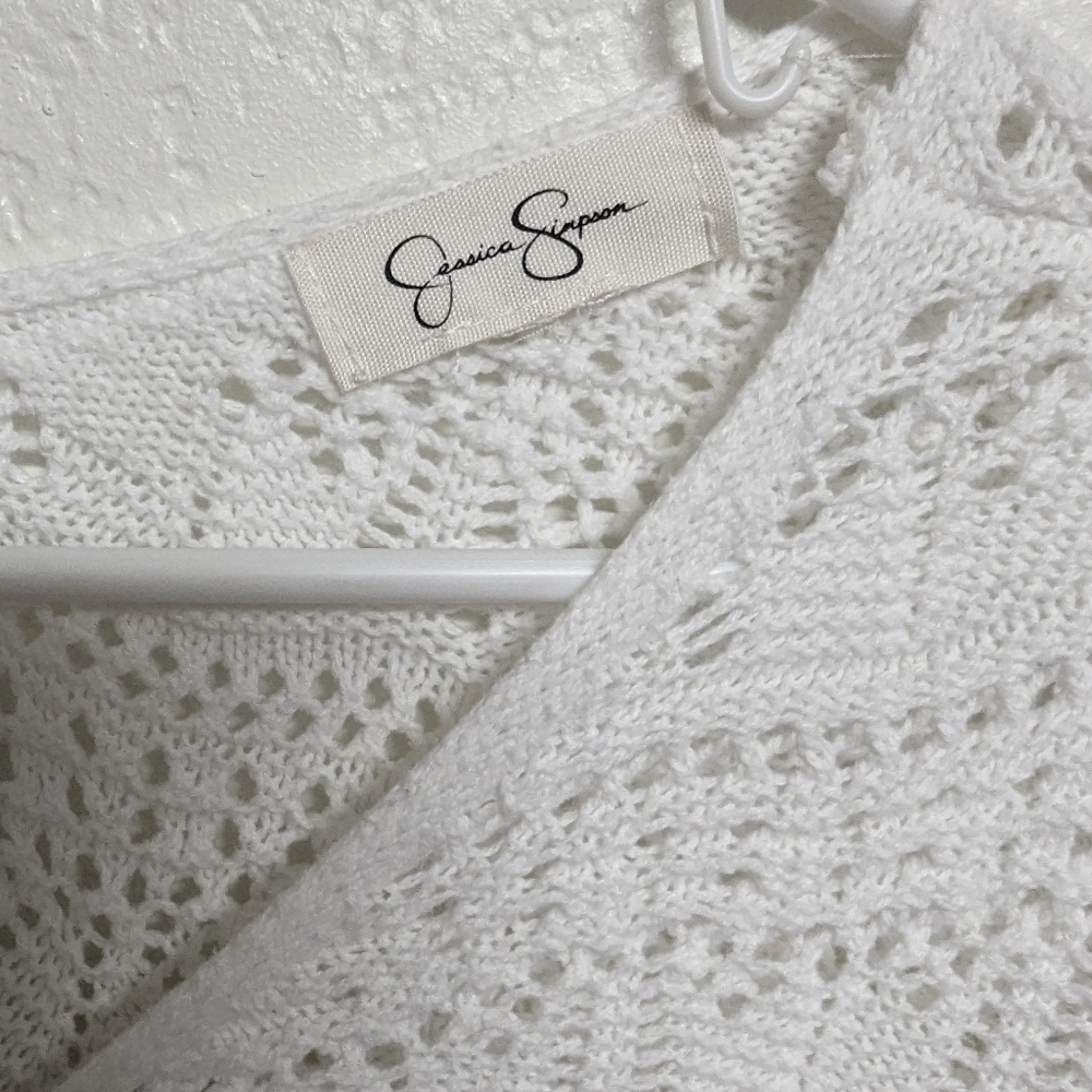Jessica Simpson Cropped Eyelet Sweater SM - Picture 4 of 5